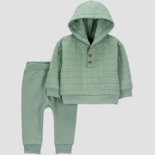 Carter's Just One You® Baby Boys' 2pc Quilted Hooded Sweatshirt & Jogger Pants Set - Green