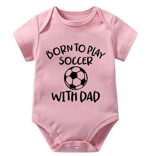 Born To Play Soccer With Dad Rompers for Baby Girls Short Sleeve Take Home Outfit for Baby Girl White Baby Onsies0-3 Months N