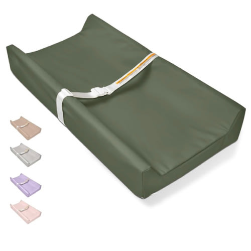 Vegan Leather Baby Changing Pad - Diaper Wipeable Changing Pad, Waterproof Cover Changing Mat for Dresser and Table,Taupe (Dark Green)