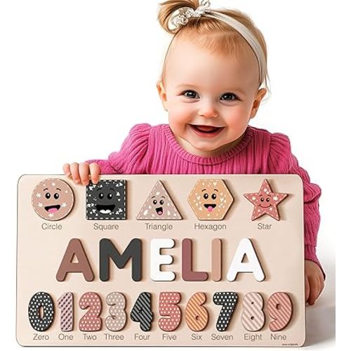 Custom Wooden Name Puzzle, Toddler Toys, Baby Girl Gifts, Gift for Kids, 1st Birthday Gift, Unique New Baby Gift, Wooden Puzzle