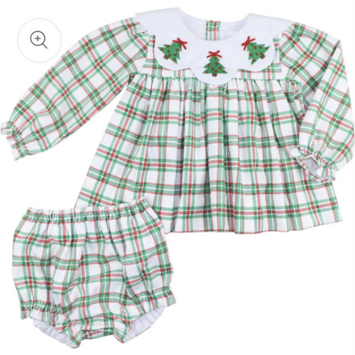 Corduroy Plaid Embroidered Christmas Tree Diaper Set – Cecil & Lou