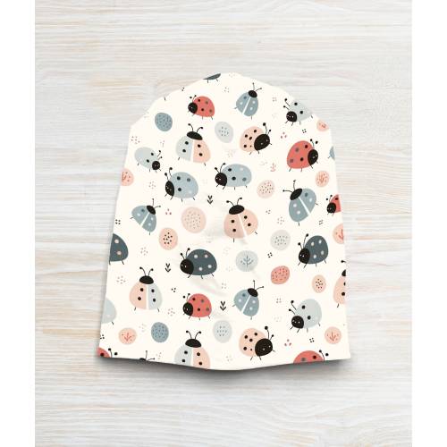 Ladybug Baby Beanie for Boy or Girl, Newborn Animal Print Cap