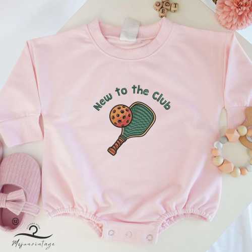 Embroidered New to the Club Pickleball Baby Romper, Daddy's Pickleball Shirt, Baby Announcement, Pregnancy Gift, Pickleball Lover Gifts.