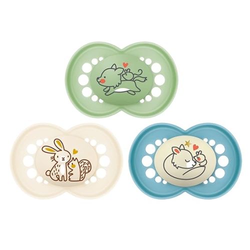 MAM Original Day & Night Baby Pacifier, Nipple Shape Helps Promote Healthy Oral Development, Glows in The Dark, 3 Pack, 6-16 Months, Boy,3 Count (Pack of 1)