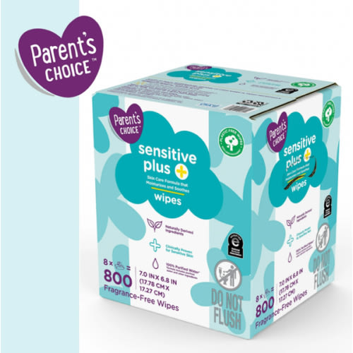 Parent's Choice Sensitive Plus Baby Wipes 800 Count Hypoallergenic Safe for Sensitive Skin