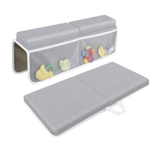 Bath Kneeler with Elbow Rest Pad Set, 1.5 inch Kneeling Pad Mat for Bathtub - Gray