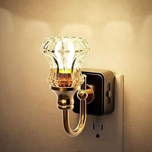 Night Lights Plug Into Wall, LED Night Lights Plug in, Elegant Vintage LED Nights Light Wall Lamp, Retro Soft Warm Plug-in Walls Light Lamp, for Home Hallway Bedroom Stairway Decor