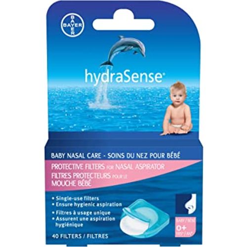 HydraSense Protective Filters for Nasal Aspirator, Baby Nasal Care, Single-Use, 40 Count (Aumdie)