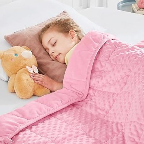 HOSUKKO Weighted Blanket - 5 lbs Pink Thciken Heavy Blanket - Small Size Breathable Comfortable Blanket(36 * 48 inches, 5 lbs)