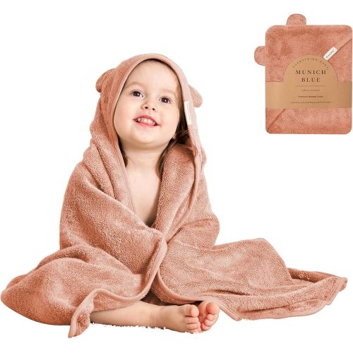 Toddler Bath Towel for Boys & Girls - Soft Baby Bath Towels with Cute Bear Ears - Cozy Baby Towels, Toddler Towels for Newborn, Infant & Toddler - 600 GSM, 35x35 inch (Ginger Red)