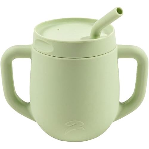 3-in-1 Silicone Training Cup with Straw & Lid - Baby Led Weaning Transition Sippy Cups for 6+ Month Old - Spill Proof Training Cup for Baby - BPA-Free Transition Sippy Cups (Spring Green)