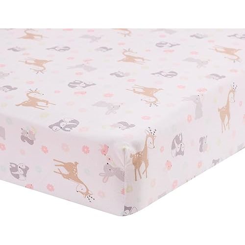 Pink Deer Fox Nursery Fitted Crib Sheet for Girl 1 PC 28 '' x 52 ''
