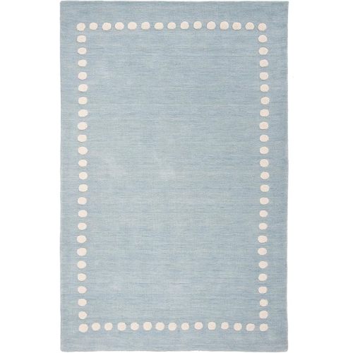SAFAVIEH Kids Collection Area Rug - 6' x 9', Blue & Ivory, Handmade Polka Dot Border Wool, Ideal for High Traffic Areas in Living Room, Bedroom (SFK802M)