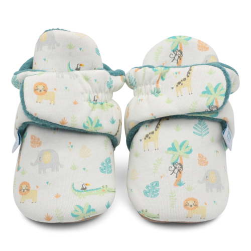 Dotty Fish Soft Cotton Baby Booties - Non-Slip, Warm Fleece Lined  Safari, 6-12 Months