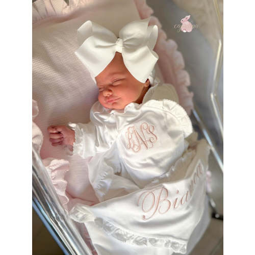 White Ruffle Coming Home Outfit for Baby Girl – Caprilina