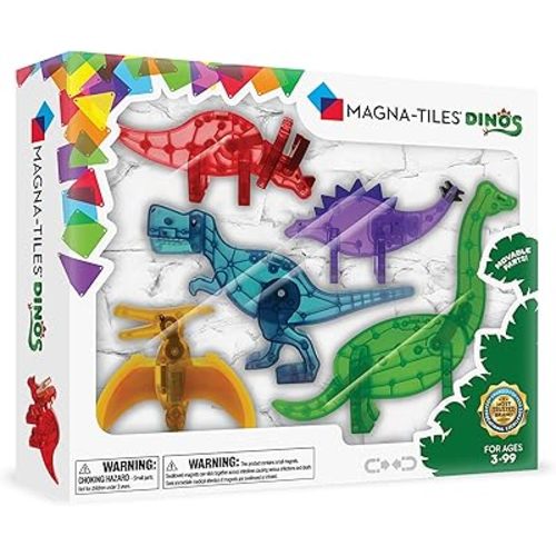 MAGNA-TILES Dinos 5-Piece Magnetic Construction Set, The ORIGINAL Magnetic Building Brand