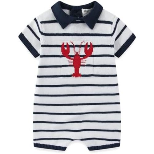 Sperry Baby Boys Short Sleeve Sweater Romper for Newborn and Infant