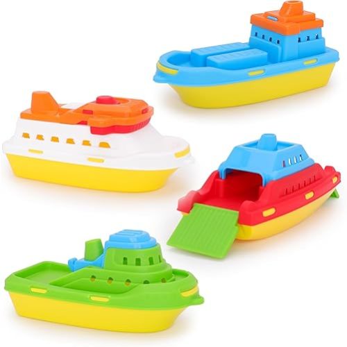 Toyland® Pack of 4 Floating Boats - Cargo Ship, Cruise Liner, Fishing Boat & Container Ship - Bath, Pool, and Water Play Toys for Kids 3 Years Plus