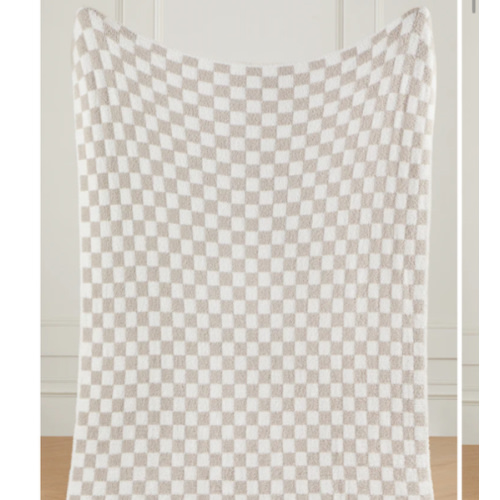 Checkered Buttery Blanket - Stone