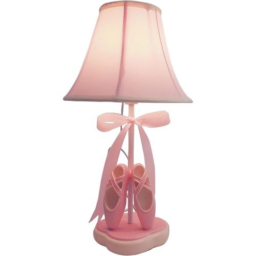 Cozylight Bedside Lamp, Pink Dancing Shoes Design, 14inch Tall Table Lamp with Fabric Stitch Shade for Girl’s Bedroom Décor, Including an E26 LED Bulb (Push Button)