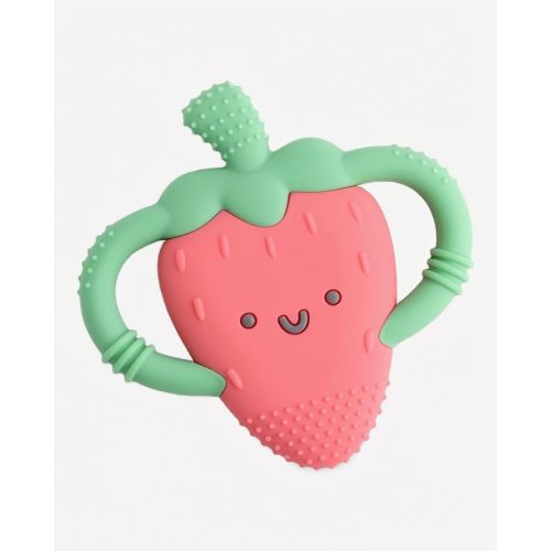 Itzy Ritzy Strawberry-Shaped Baby Teether with Handles (Strawberry Teether)