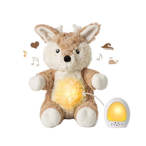 Cloud b Love Light Buddies Rechargeable Color Changing Fawn Sleep Nightlight & Soother for Child, Beige