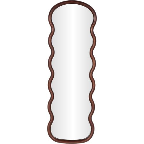 Deco 79 Wood Abstract Handmade Room Wall Mirror Wavy Entryway Mirror, Wall Mounted Mirror 16" x 1" x 47", Dark Brown