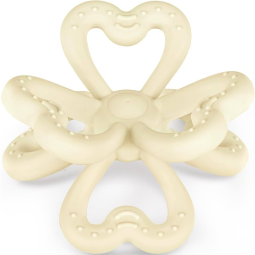 Haakaa Silicone Clover Teether Toy - Food Grade Silicone Teething Toys for Babies 3-6 Months 6-12 Months, Soft & Easy Hold Chew Toy for Infant, BPA Free (Oat)