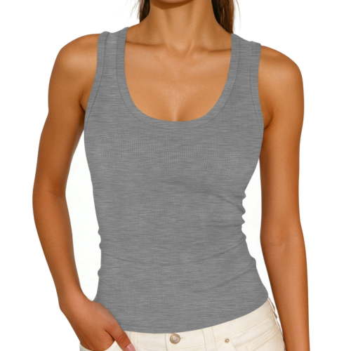 FAIWAD Ribbed Tank Tops for Women Scoop Neck Sleeveless Tops Summer Slim Fitted Stretch Shirts
