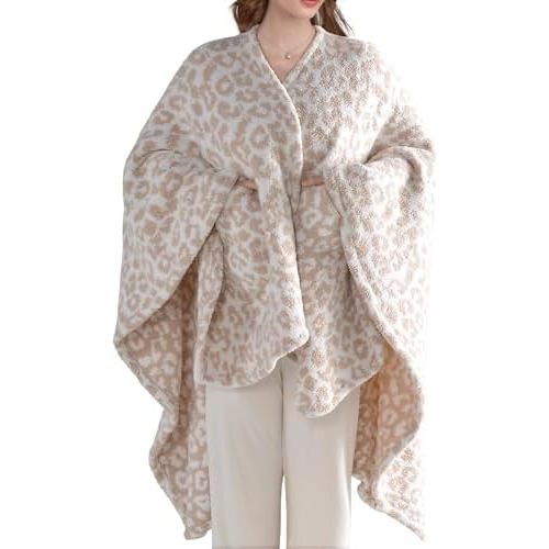 JOOJA Wearable Blanket Super Soft Feather Yarn Blanket Shawl with Pockets Fuzzy Throw Blanket TV Blanket for Adults Teens