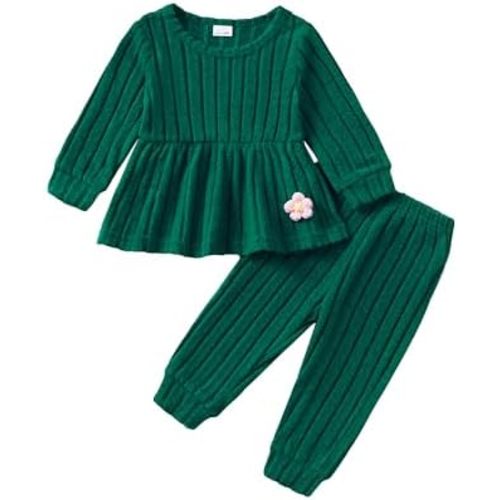 Mioglrie Toddler Baby Girl Clothes Fall Winter Outfits Infant Girl Sweatshirt Top 6 9 12 18 24 Months 2T 3T Pants Set