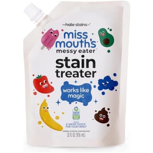 Miss Mouth's Messy Eater Stain Treater - 32oz Refill - Newborn & Baby Essentials - No Dry Cleaning Food, Grease, Coffee Off Laundry, Underwear, Fabric