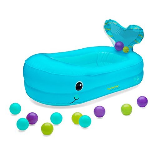 Infantino Whale Bubble Inflatable Bath Tub and Ball Set Blue