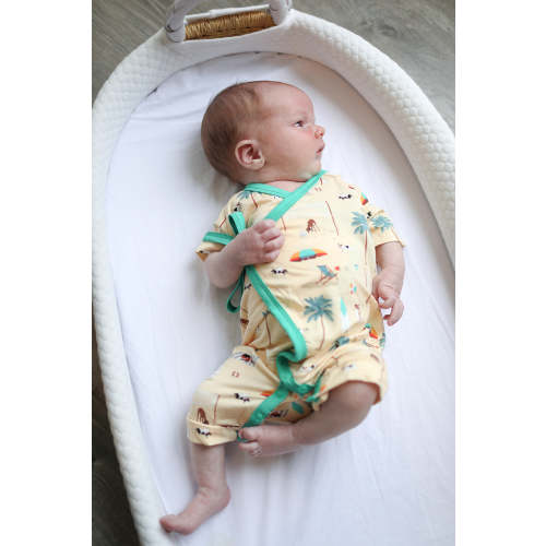 Beach Dogs Bamboo Kimono Onesie with Snaps