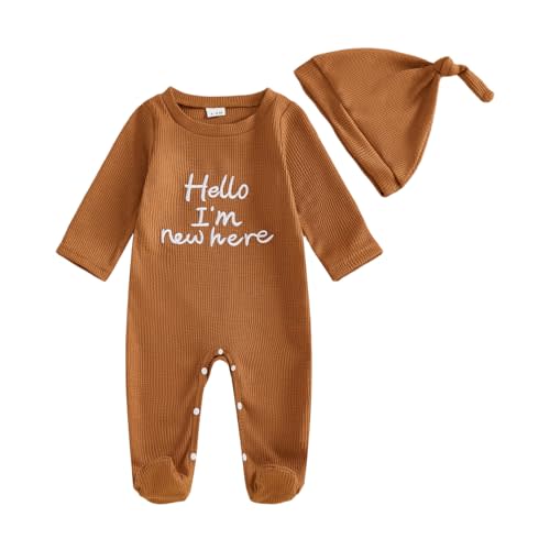 MERSARIPHY Newborn Baby Boy Girl Clothes Hi I'm New Here Coming Home From Hospital Outfits Gender Neutral One Piece Romper