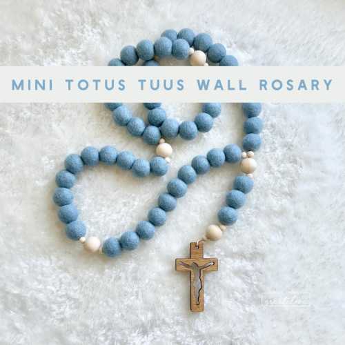 MINI TOTUS TUUS Wall Rosary - Felt Ball Rosary - Catholic Gift - Rosary - Catholic Wedding - Catholic Rosary - Catholic Teen - Rosary