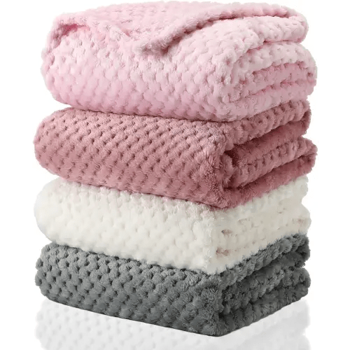 Frienda 4 Pcs Baby Fuzzy Blanket Fluffy Baby Blanket for Boys Girls Soft Warm Infant Newborn Toddler Receiving Nursery Bed Supplies, 32 x 24 Inch(Lovely Color)