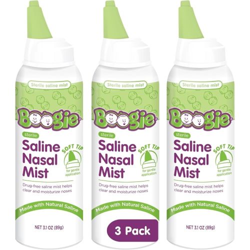 Boogie Baby Saline Nasal Spray Mist - 3.1 Ounce | Allergy Relief, Nasal Decongestant, Made with Saline, Unscented