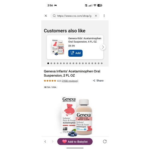 Genexa Infants' Acetaminophen Oral Suspension, 2 FL OZ