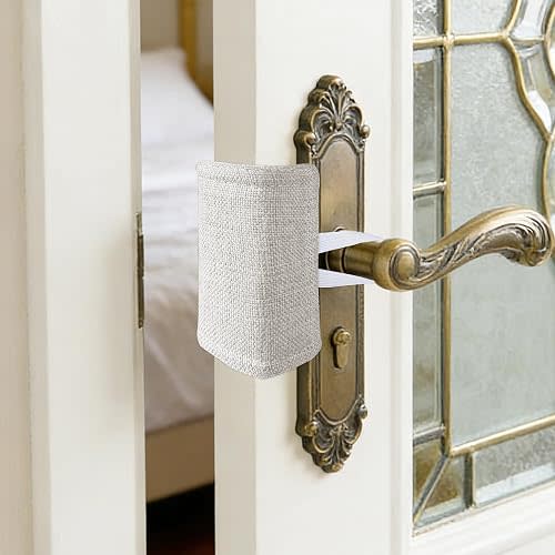 Door Silencer Quiet Door Closer Cushion, Padded Door Latch Cover for Nursery, Baby, Light Sleepers Noise Reduced Prevent from Locking for Toddler Safety - 4 x 3 inch, Natural Colored, Pack-6