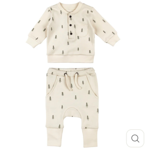 Buttercream Tree | Organic Henley Sweatshirt & Jogger Set