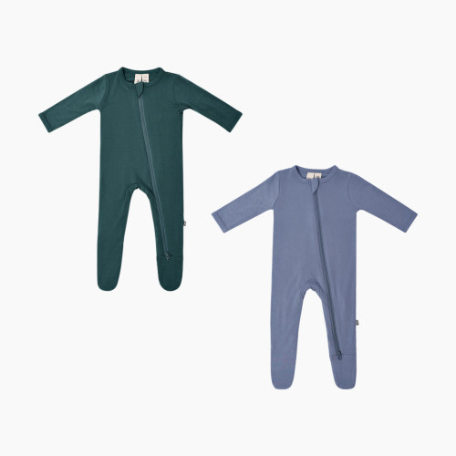 Kyte Baby Zipper Footie Bundle (2 Pack) - Dark Green, 0-3 M