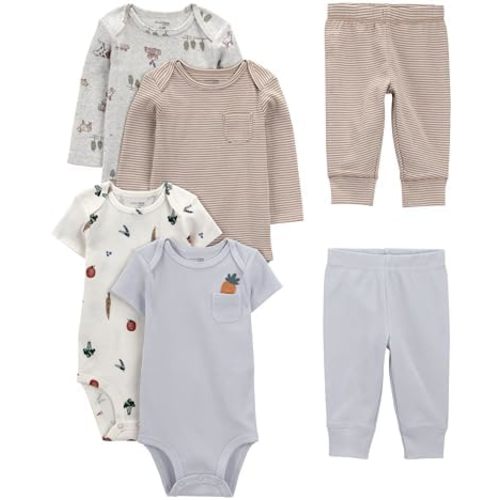Simple Joys by Carter's Baby 6-piece Bodysuits (Short and Long Sleeve) and Pants Set