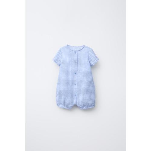 GINGHAM ROMPER - Blue | ZARA United States