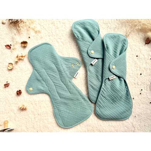 Postpartum Reusable Cloth Pad: Extra Soft organic muslin, 14” large maternity pads