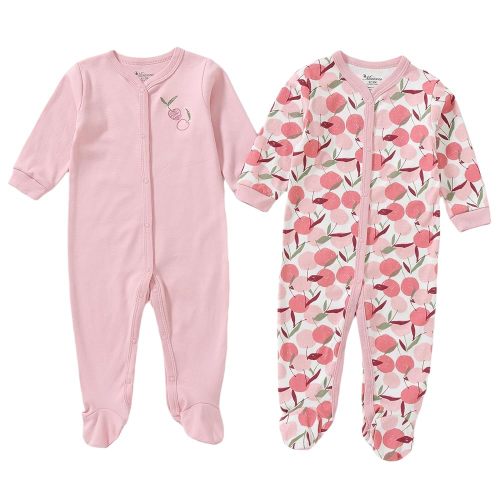 100% Cotton Infant Baby Footies 2-Pack with Snap/Zipper, 0-12 Months Soft Casual Newborn Baby Clothes
