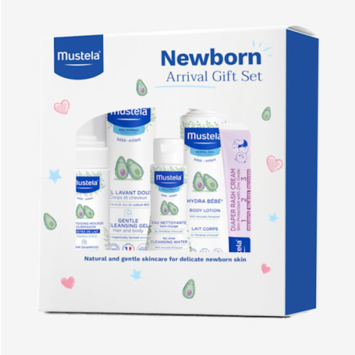 Mustela Newborn Arrival Gift Set - Baby Skincare & Bath Time Essentials - Natural & Plant Based - 5 Items Set