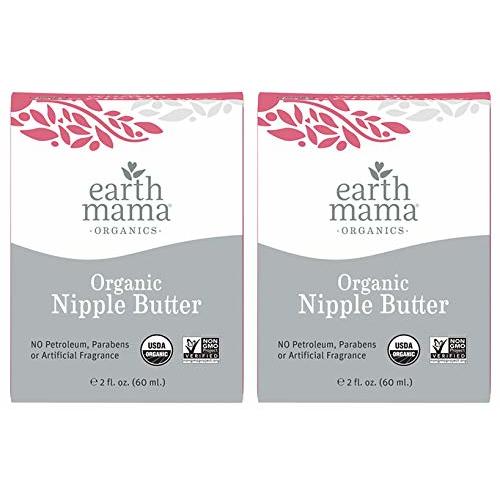 Organic Nipple Butter Breastfeeding Cream by Earth Mama | Lanolin-free, Safe for Nursing & Dry Skin, Non-GMO Project Verified, 2-Fluid Ounce (2-Pack)