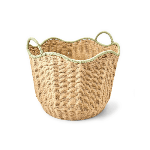 Round Wavy&nbsp;Basket - Large, Beige