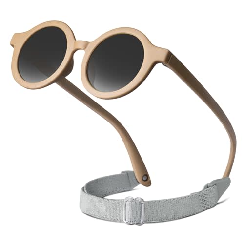 RIVBOS Baby Aviator Wrap Polarized UV400 Sunglasses Soft Frame Secure Strap Toddler,Infant and Newborn (0-18 Months) RBK068